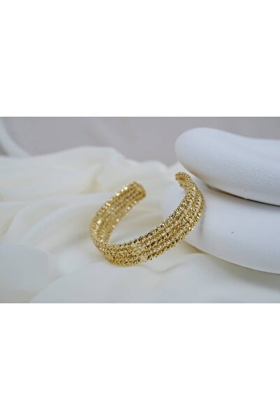 ATELİER TUĞBA Klpç047 Multi-Row Braiding Textured Gold Clamp (Adjustable)