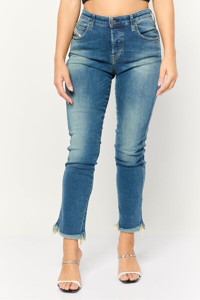 Diesel Women Slim Fit Washed Denim Jeans, Blue