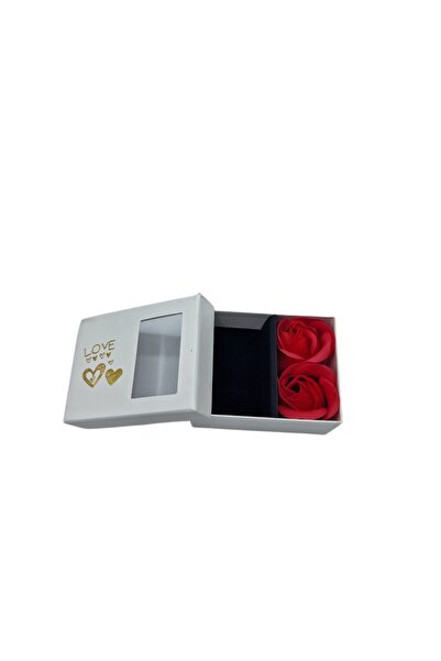 decotoys Cutii carton mărțișor sau bijuterii albe cu trandafiri M 5/set
