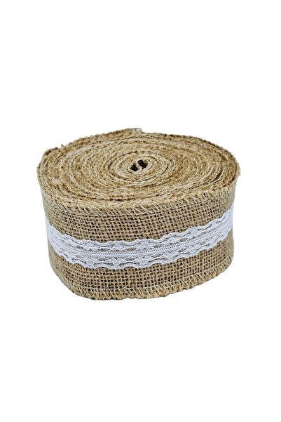 decotoys Rola iuta decorativa natur cu dantela