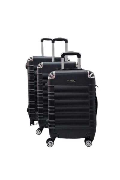 decotoys Suitcases, black plastic trolleys 3/set