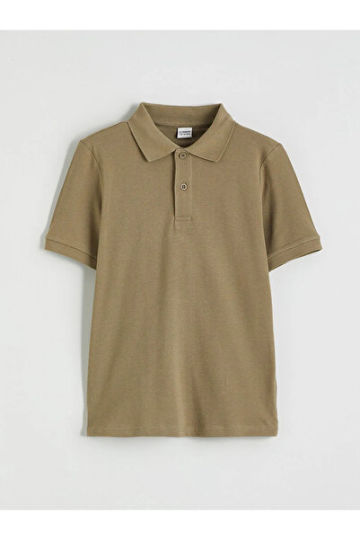 LC Waikiki Мъжка детска тениска с поло яка в цвят хаки