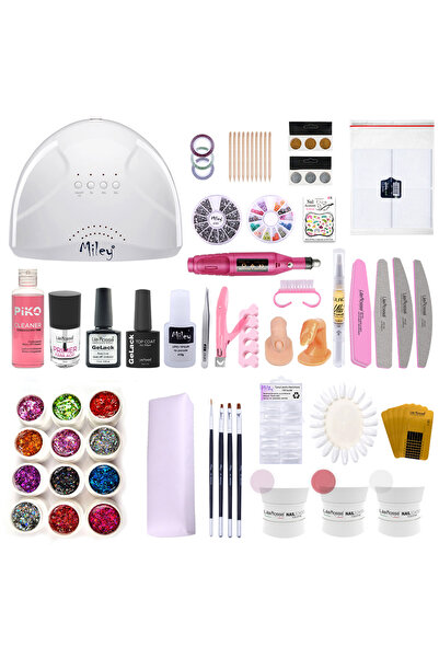 Lila Rossa Gel nail building kit, NailSchool with sunone led uv lamp + 12 col...