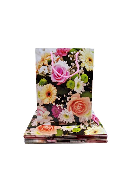 decotoys Paper gift bags with flowers S 2 sets
