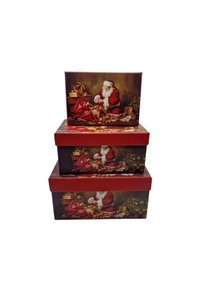 decotoys Cardboard box 3/set Christmas 21.5cm