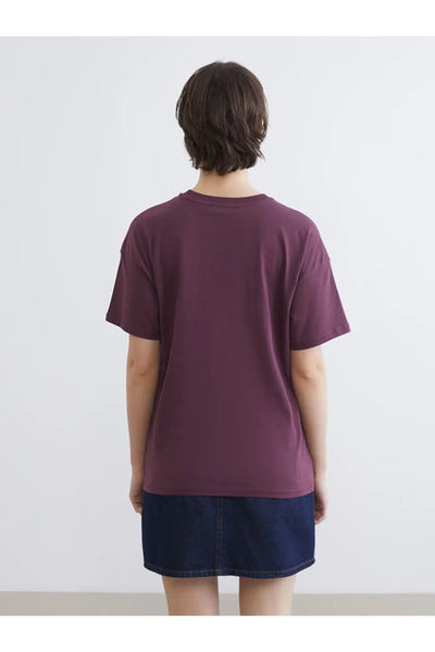 LC Waikiki Дамска тениска с качулка в цвят „Мурдум“ и принт „Бруклин“