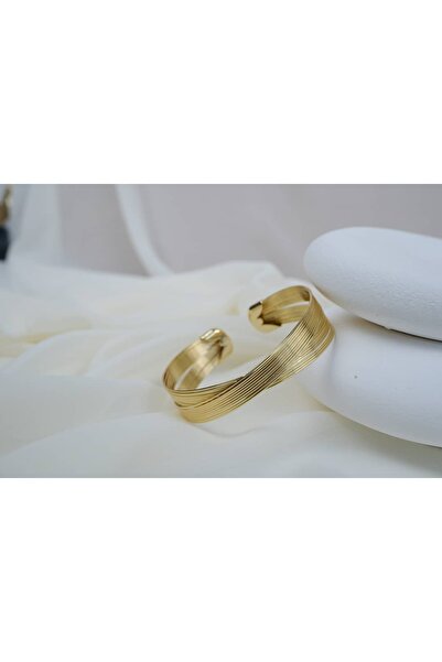 ATELİER TUĞBA KLPÇ049 مشبك ذهبي راديالي ذو ذو ملمس بارز موجات (قابل للتعديل)