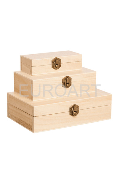 decotoys Cutii lemn 3/set dreptunghiulare m