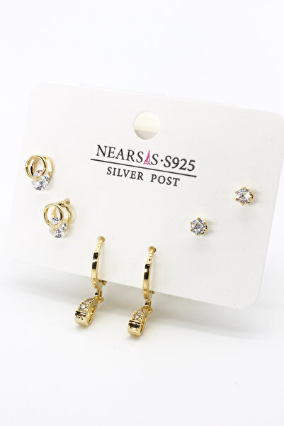 Nearsis Zircon Stone Set of Six Solitaire Drop Earrings