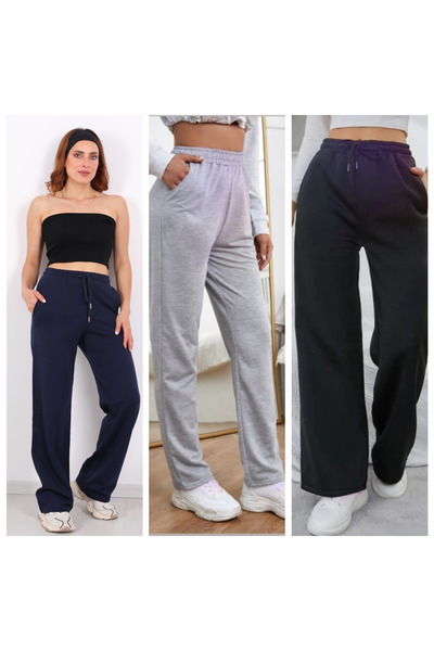 GOLSREY 3-Piece Women's Comfortable Fit Sweatpants (Regenerated Fabric)