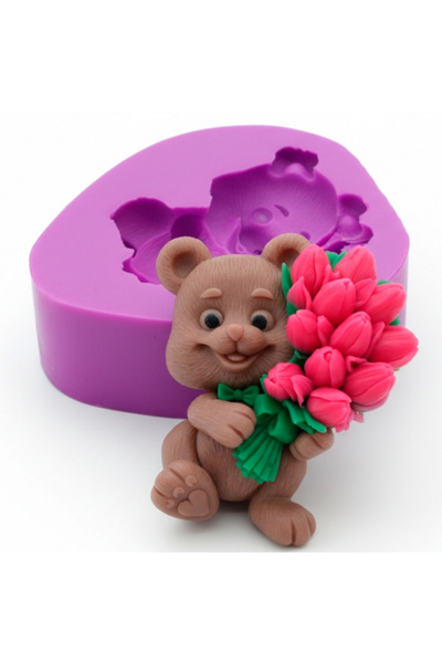 MILMATT Καλούπι Σιλικόνης, Milmatt, Αρκουδάκι με Τουλίπες 2, για Σαπούνι και ...