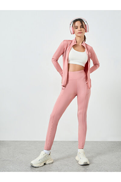 Styli Pink Zip-Up Detail Jacket and Leggings Set