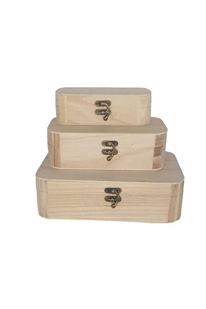 decotoys Cutii lemn 3/set ovale