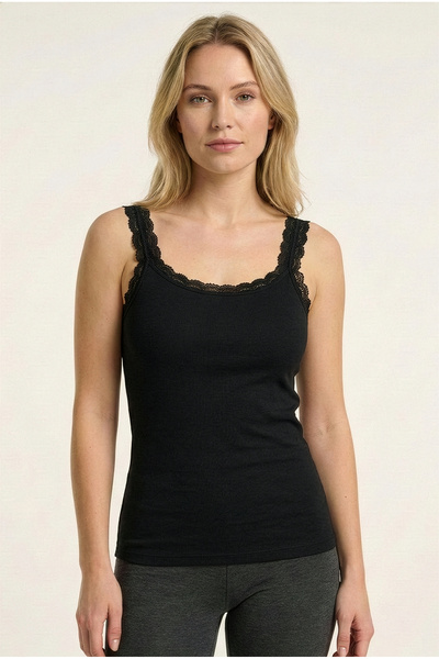 HNX Women's Lace Strap Basic Athlete Top |   Stretchy and Soft-Textured