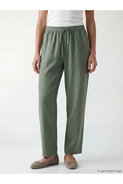 LC Waikiki Pantaloni verzi de damă cu talie elastică