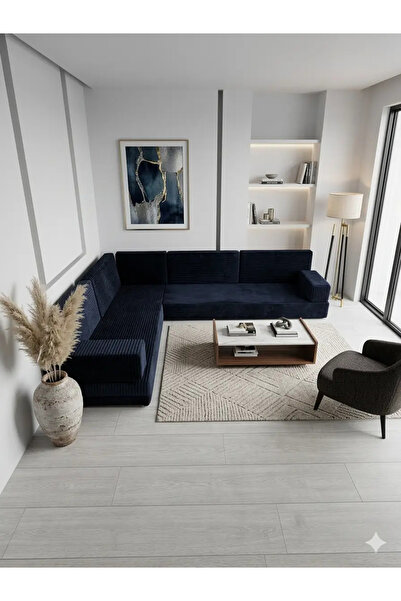 BAKIRÖZÜ HOME Premium Kadife Kumaş, Konforlu Yer Kanepesi ,Modüler Şark Köşes...