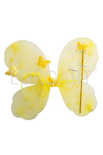 decotoys Aripi textil galben 3/set fluturi cu led