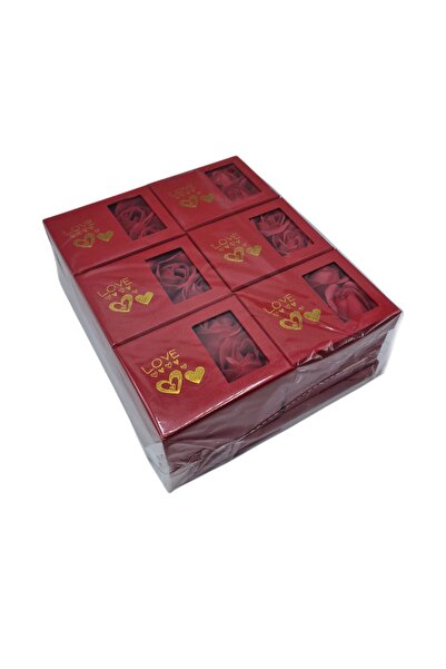 decotoys Red cardboard boxes for gifts or jewelry with roses 12/set