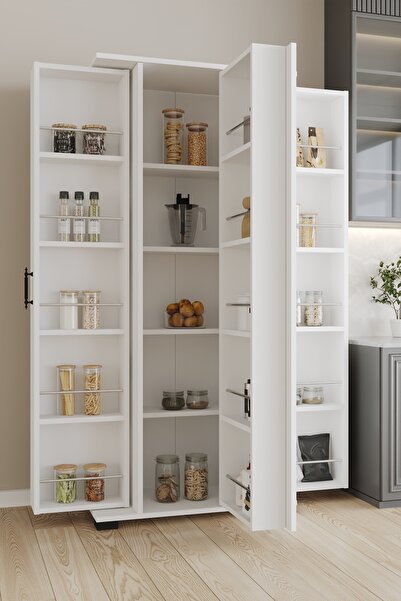 AEKA AE-3083 Hazal Çok Amaçlı Mutfak Dolabı 3 Kapaklı 15 Raflı Kiler Dolabı M...