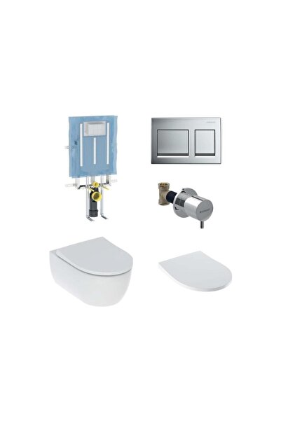 Geberit İcon Rimfree Asma Klozet + Kapak ve Alpha Gömme Rezervuar Seti