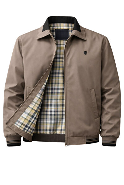 SİVAİST Erkek Açık Krem Regular Bonded Kumaş Klasik Yaka Mevsimlik&Yazlık Mont