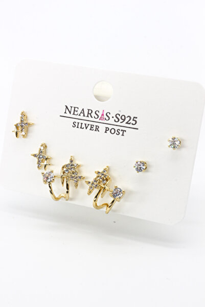 Nearsis Zircon Stone Set of Six Pole Star Earrings