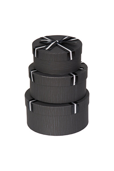 decotoys Round cardboard box 3/set black