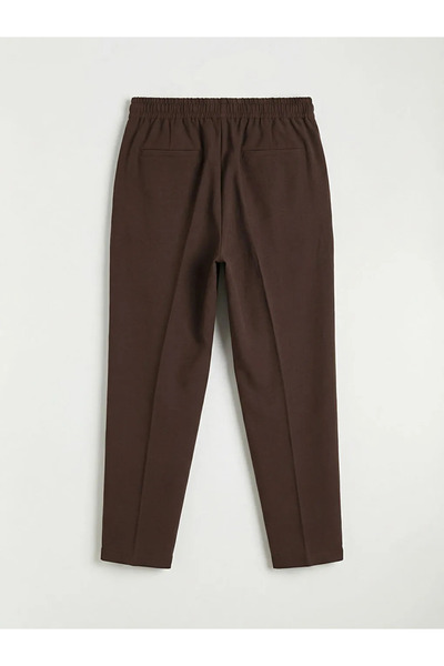 LC Waikiki Καφέ Γυναικείο Παντελόνι Καρότο με Ελαστική Μέση