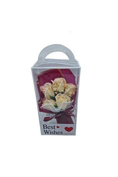 decotoys Buchet din flori naturale uscate si flori artificiale 5 trandafiri