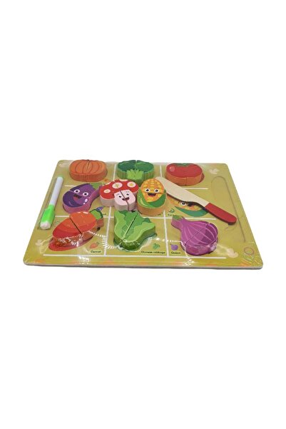 decotoys Puzzle lemn gros fructe cu tabla magnetica