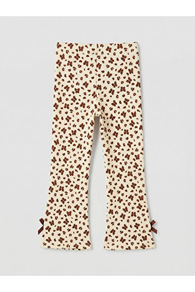 LC Waikiki Κοριτσίστικο παντελόνι ισπανικού τύπου με εκρού σχέδιο