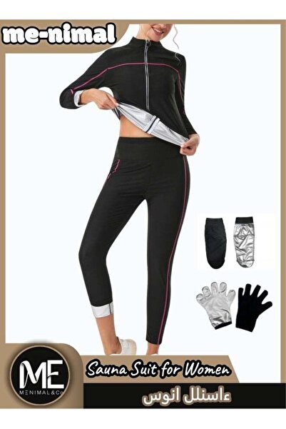 me-nimal Women's Sauna Suit Sweat Set for Weight Loss, Zipper Long Sleeve Top...