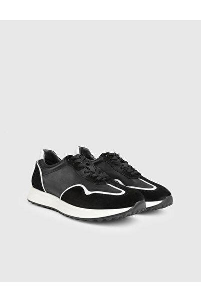 İLVİ Fe Leather Co Genuine Suede Leather Black Men's Sports Shoes