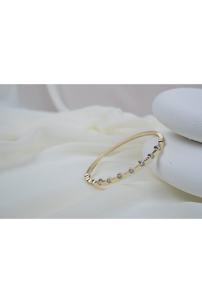 ATELİER TUĞBA Klpç074 Tektaş Di̇zi̇li̇m Gold Clamp (Inner Diameter 5.8 cm)