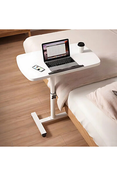 FLYPRO طاولة جانبية فوق السرير مزودة بعجلات، طاولة جانبية على شكل حرف C قابلة...