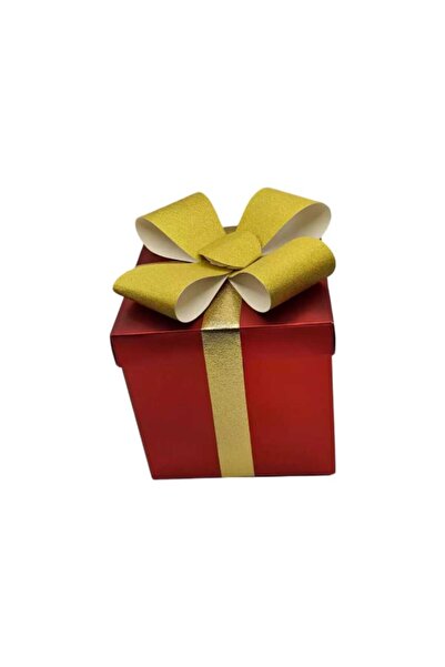 decotoys Decorative red cardboard box 20cm 2/set