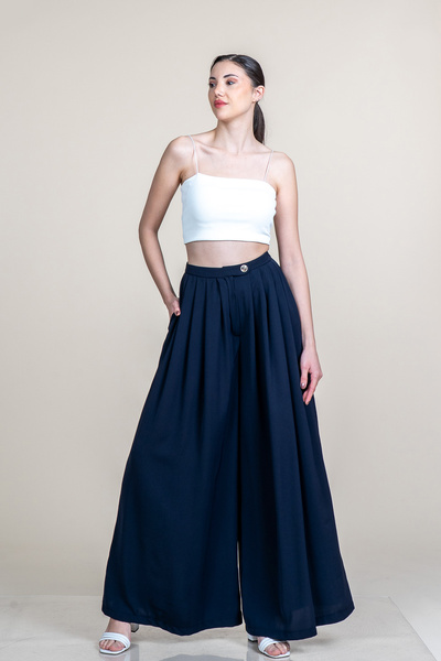 MissVina Extra Wide-Leg Relaxed Fit Elastic Waist Trousers 30267