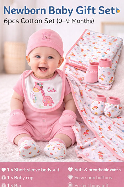 mothers dream Baby 6pcs Cotton Set – Newborn Essentials (0–9 Months) 👶💖💙