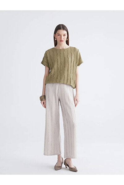 LC Waikiki Γκρι γυναικείο παντελόνι με ελαστική μέση