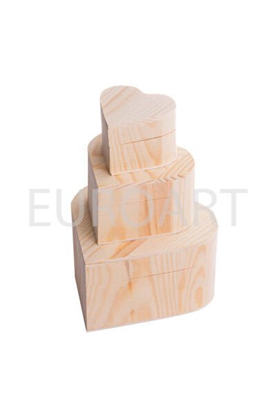 decotoys Cutii lemn 3/set inima