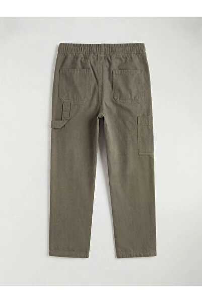 LC Waikiki Pantaloni din pânză cargo pentru băieți, kaki, cu talie elastică