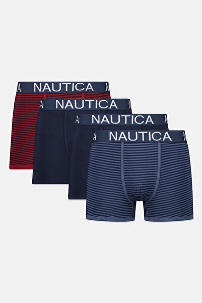 Nautica بوكسرات رجالية بشعار العلامة التجارية - عبوة من 4 قطع، متعددة الألوان