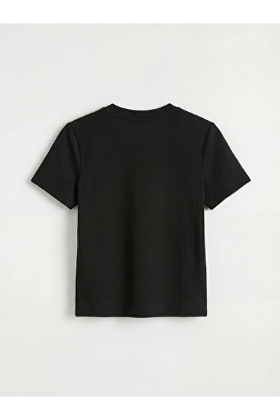 LC Waikiki Tricou negru pentru femei, cu guler tip bicicletă, cu aspect moale...