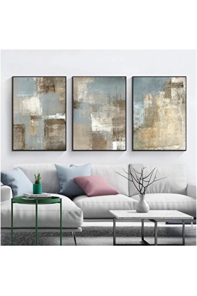 Generic Hxjlmac 3Pcs Vintage Gray And Beige Abstract Wall Art Canvas Painting...