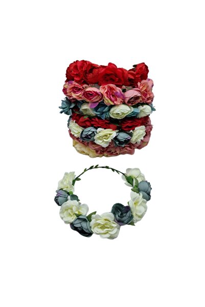 decotoys Headband with 9 colorful artificial flowers 12/set