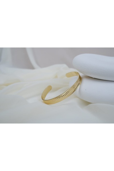 ATELİER TUĞBA Klpç050 Sliced Textured Gold Clamp (Adjustable)