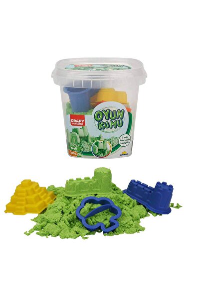 Sunman Crafy Пясъчно зелен кинетичен пясък, подложка за игра 350гр # 44; 3 форми