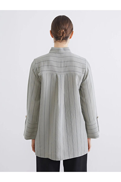 LC Waikiki Green Striped Modal Blend Women's Shirt Tunic