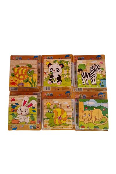 decotoys Puzzle colorat lemn cub 6/set mixte