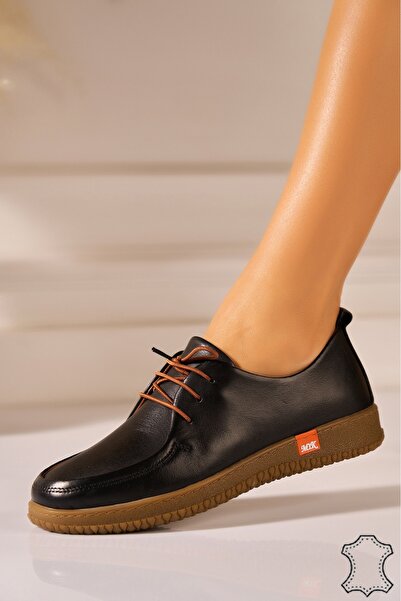 Joana Women's Black Genuine Leather Loafers Klaire